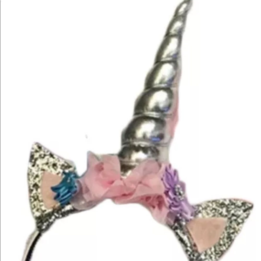 Unicorn silver pink flower costume glam rave festival headband Christmas costume